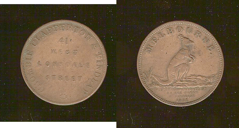 Australian token Crombie, Clapperton and Findlay 1851 aVF